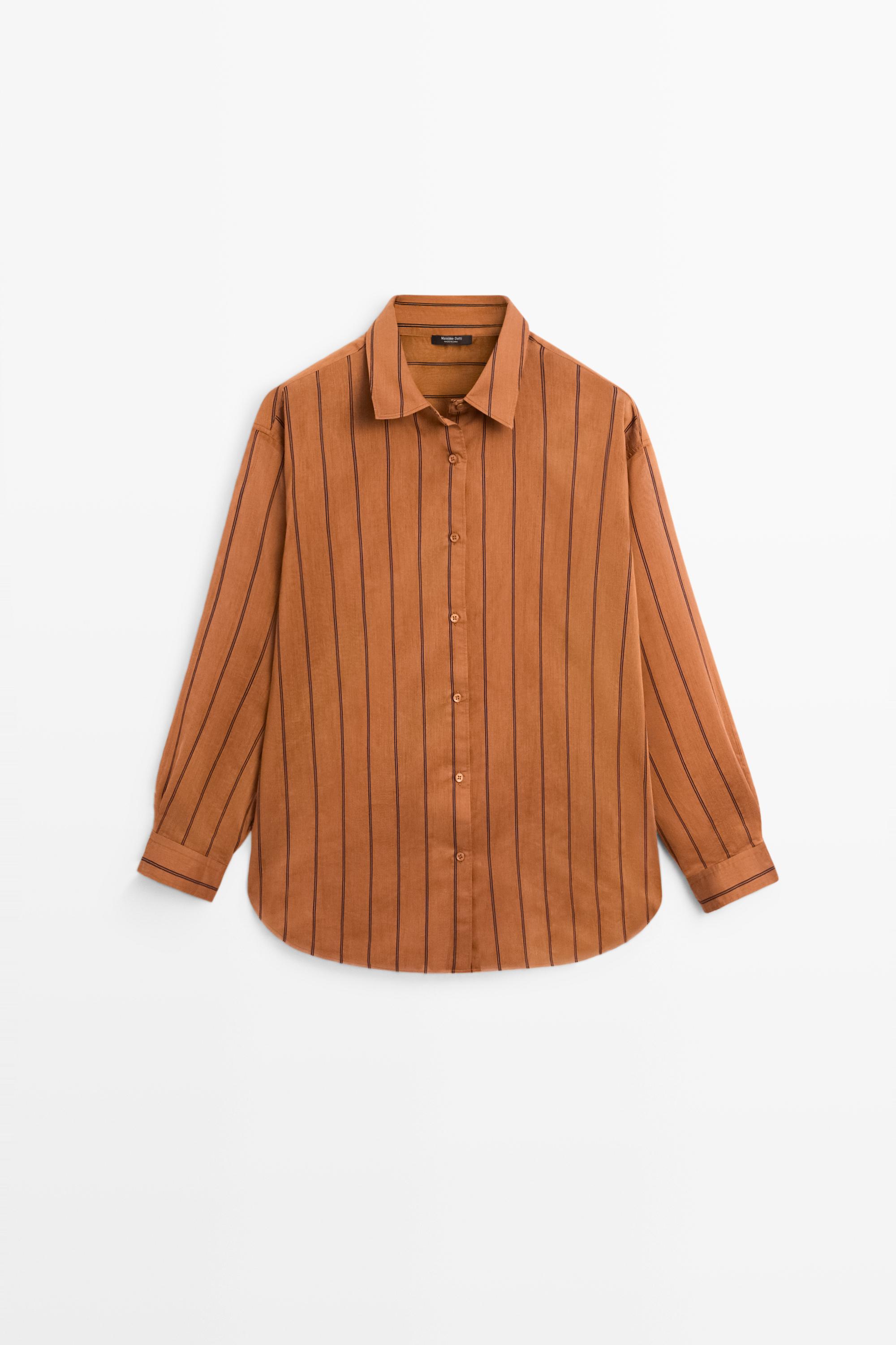 Striped fluid cotton and silk blend shirt